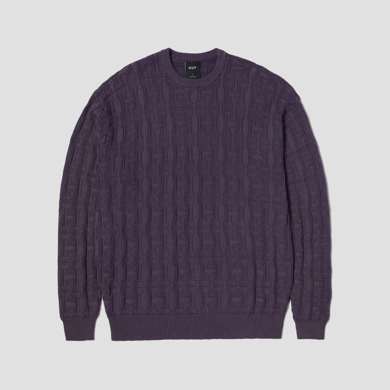 HUF Interlaced Jacquard Overdyed Crew Raisin Small