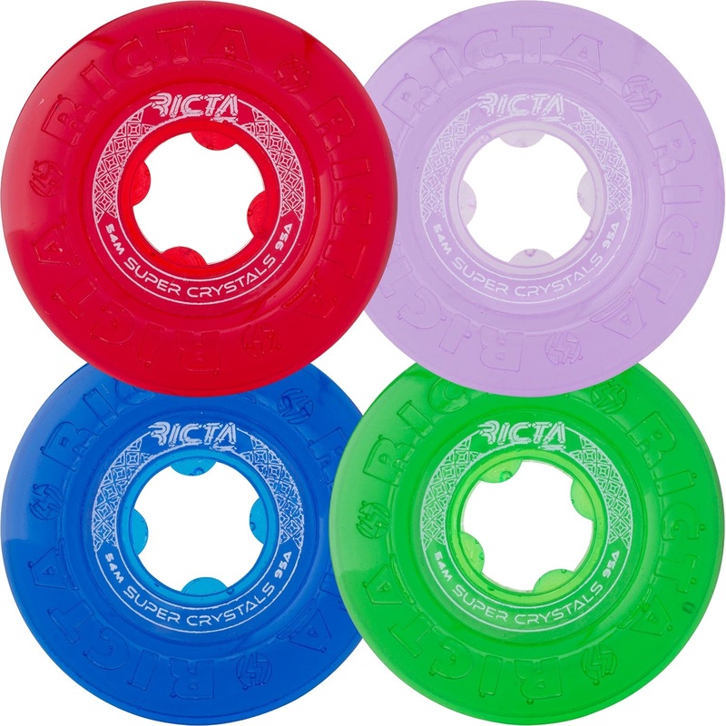 Ricta Wheels Super Crystals Trans Mix Purple / Green / Blue / Red Skateboard Wheels – 54mm 95a (Set of 4)
