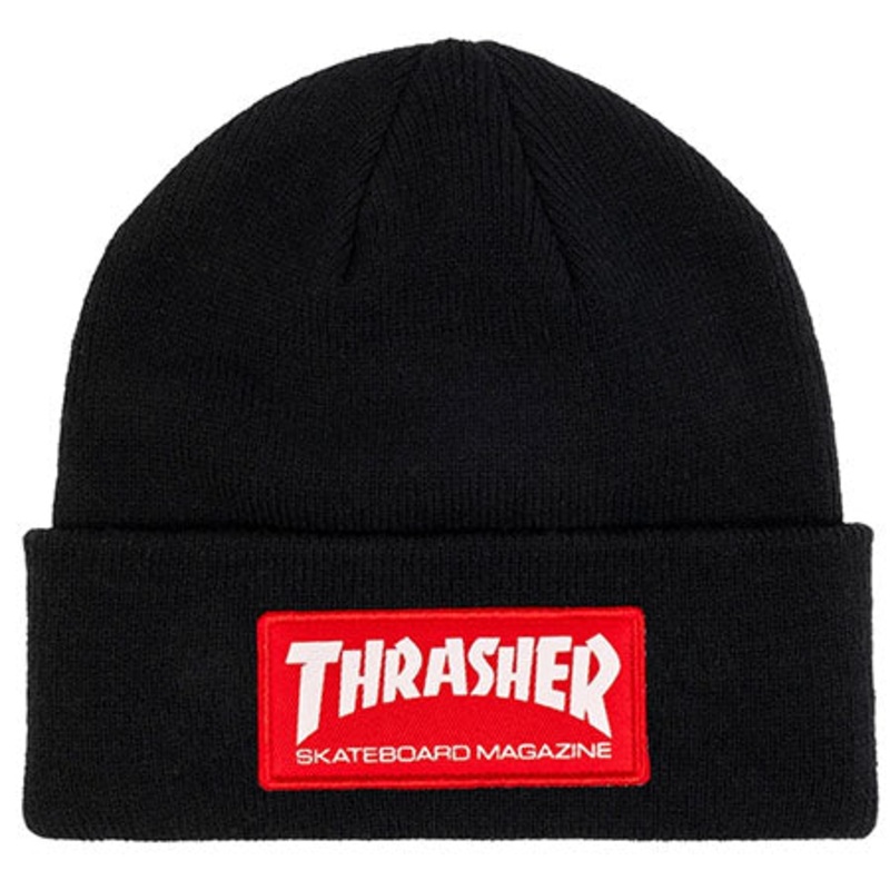 Thrasher Magazine Skate Mag Patch Beanie Black/ Red One size fits all
