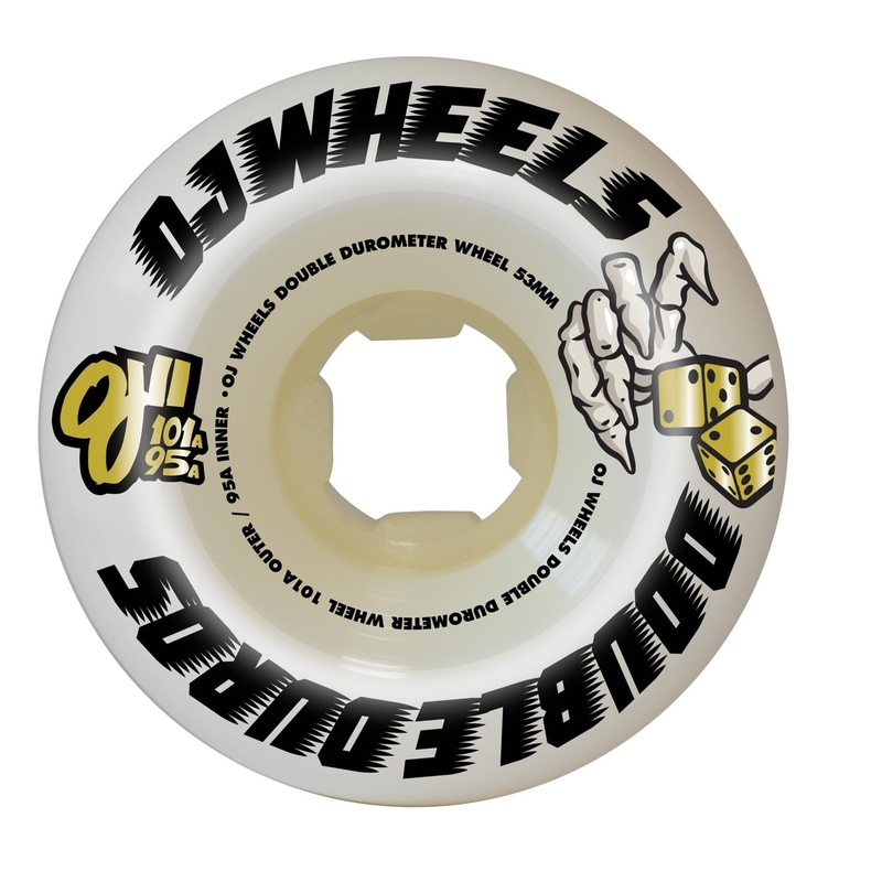 53mm Team Double Duro Mini Combo 101a/95a OJ Skateboard Wheels White 53mm