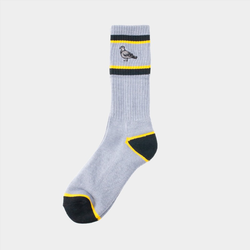 Anti Hero Basic Pidgeon Embroidered Socks – Grey/ Black/ Yellow