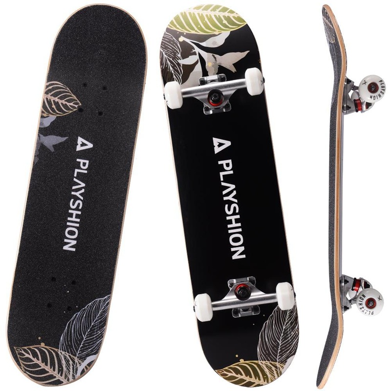 Playshion Leafs 31 Inch Trick Skateboard for Kids Complete
