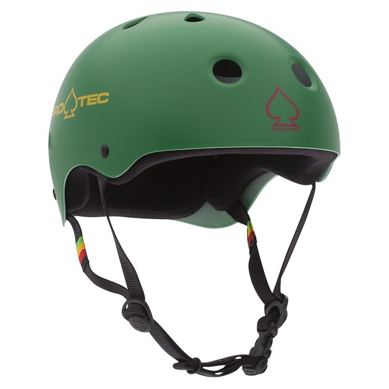 Pro-Tec Classic Matte Rasta Green Longboard Skateboard Helmet XS