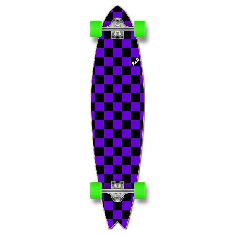 Punked Checkered Purple Fishtail Longboard Complete