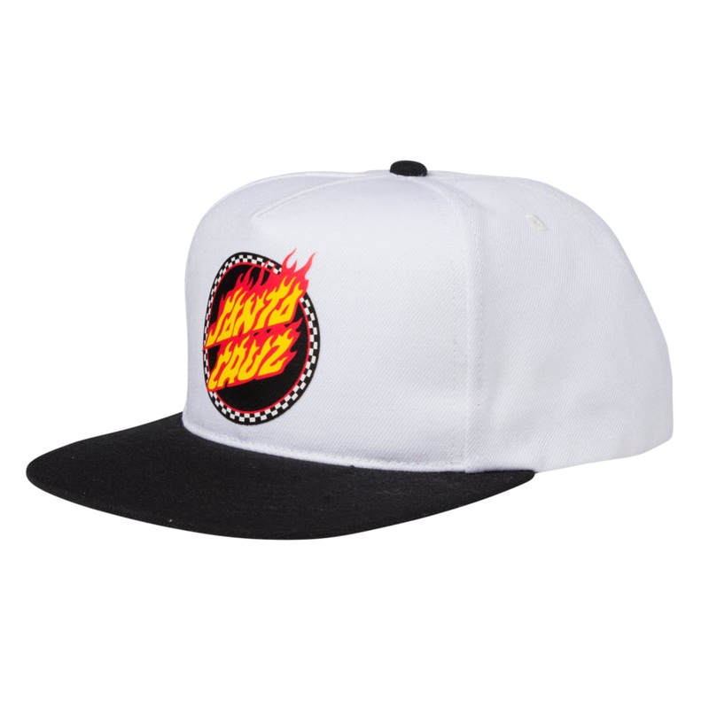 Check Ringed Flamed Dot Snapback Hat (White/Black)