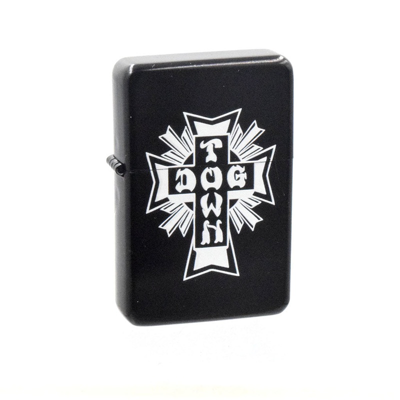 Cross Logo Flip Top Metal Lighter (Black/White)
