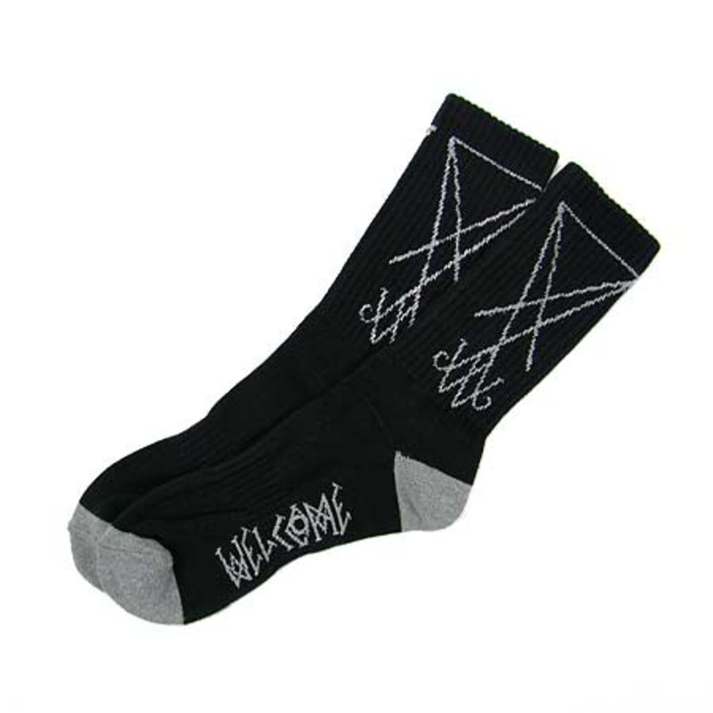 Welcome Skateboards Lui Lui Crew Socks Black/ Heather Grey One size fits all