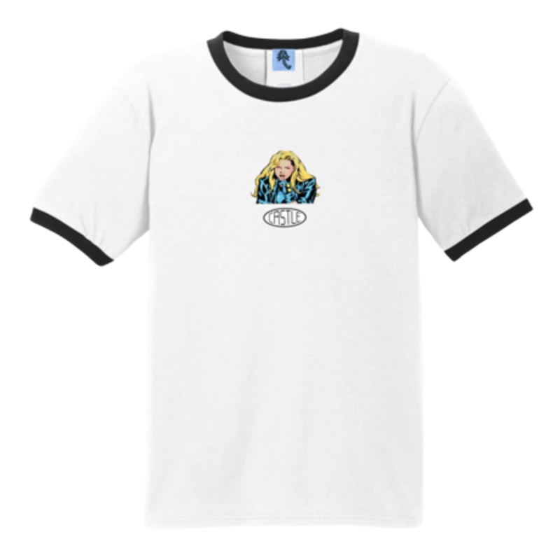 Castle Ringer T Shirt White/Black S