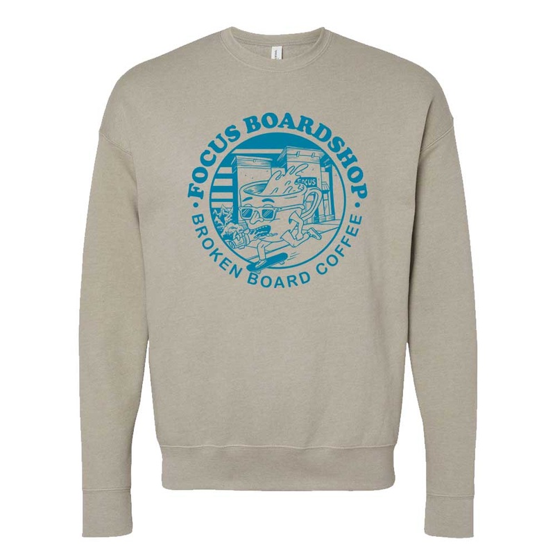 Focus Boardshop and Broken Board Coffee Collaboration Drop Shoulder Crew Stone Heather X-Small Stone Heather
