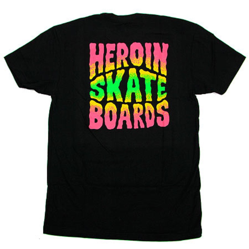 Heroin Skateboards Squared Logo T Shirt Black Extra Large