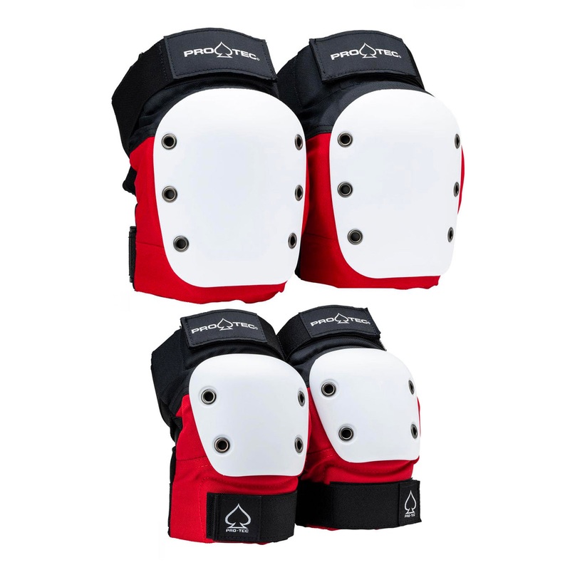 Pro-Tec Street Knee / Elbow Pad Set – Red / White / Black Adult S