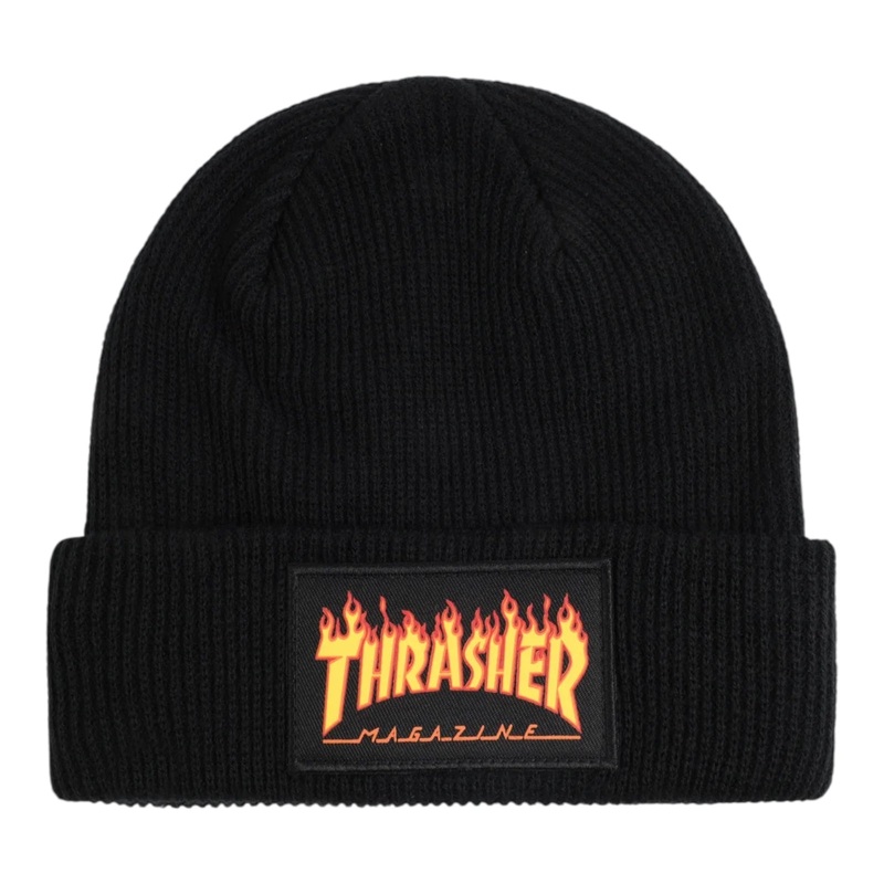 THRASHER FLAME PATCH BEANIE BLACK OS