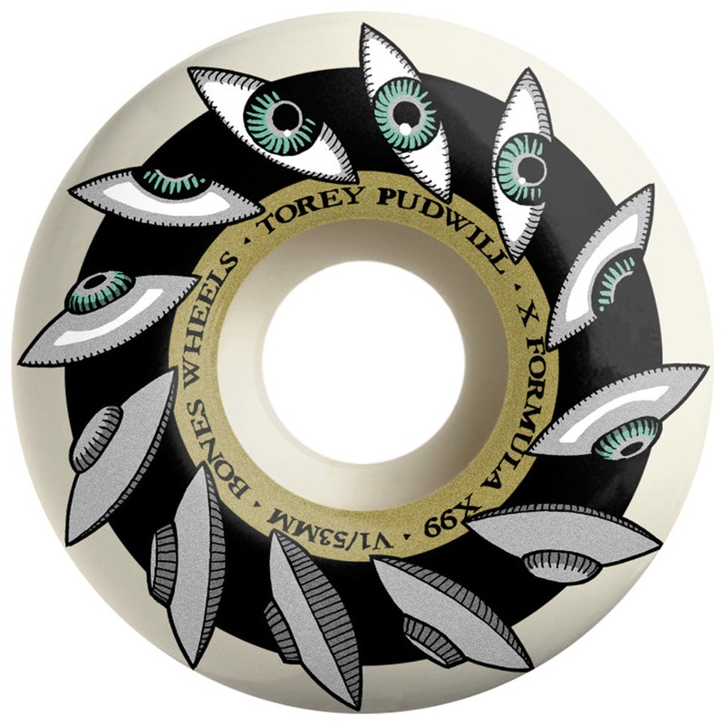 Bones Wheels X-Formula Torey Pudwill Eyeing Saucer V1 Standard 99a Wheels White 53mm