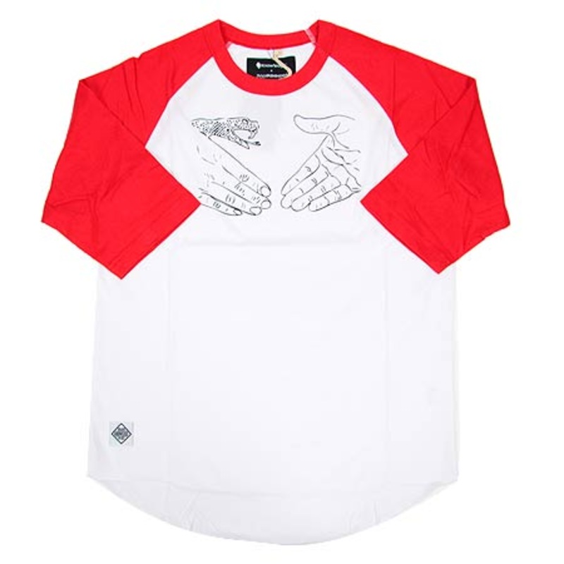 Doom Sayers Doom Sayers X Knowledge 3/4 Sleeve Raglan T Shirt Red/ White Medium