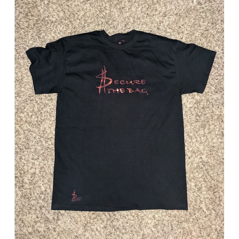 $ecure The Bag – Logo S/S T-Shirt S Black W/ Gold Reflective Print