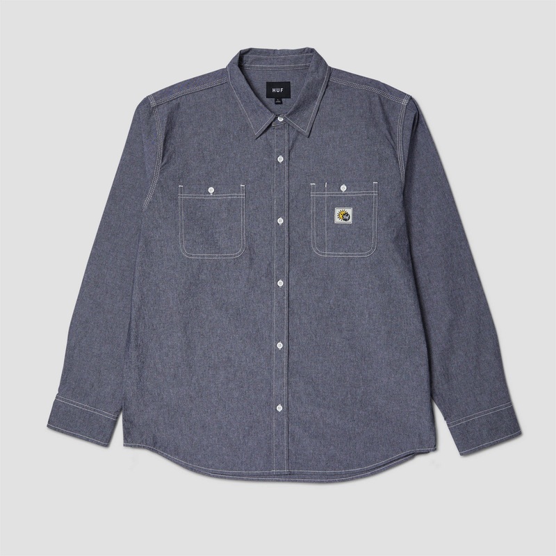HUF Total Eclipse Chambray Shirt Black Small