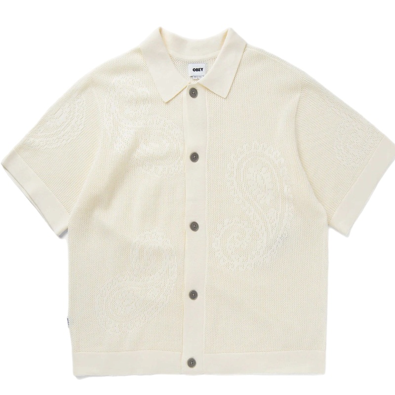 OBEY TEAR DROP OPEN KNIT SHIRT XL