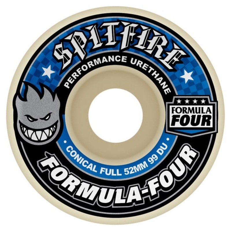 Spitfire Formula Four Conical Full Wheels Set Natural 52mm/99D 52mm White