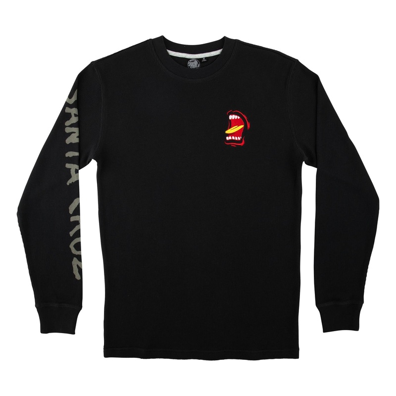 Screaming Waffle Thermal Mens Santa Cruz Longsleeve T-Shirt Black S