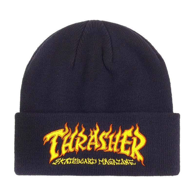 Thrasher Fire Logo Beanie – Black
