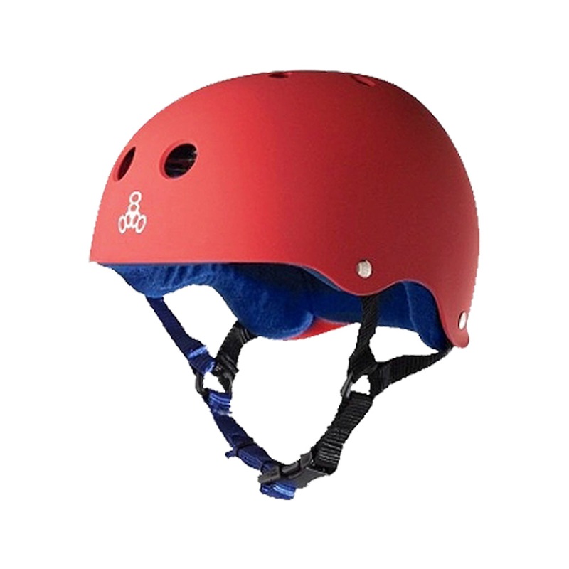 Triple 8 Helmet Sweatsaver Flat Red Rubber with Blue Liner X-Small