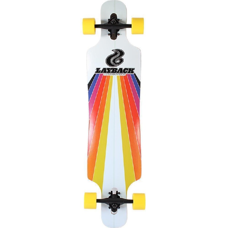 Layback Sunstripe White 40 inch Drop Through Longboard Complete
