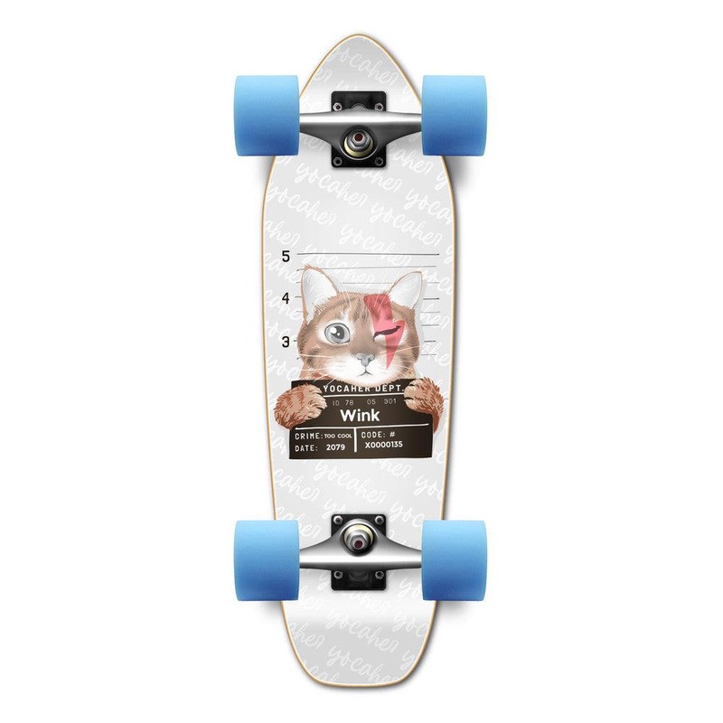 Punked Rockstar Kitty Cat – White Wink 27″ Mini Cruiser Longboard