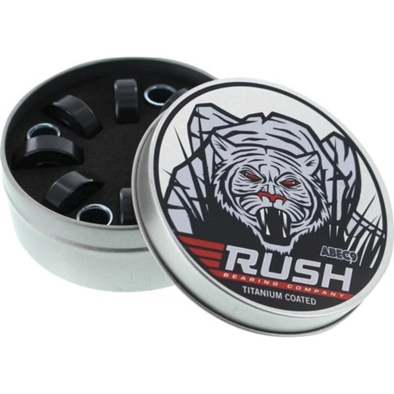 Rush 8 mm Titanium Coated ABEC 9 Skateboard Bearings – includes spacers Abec 9