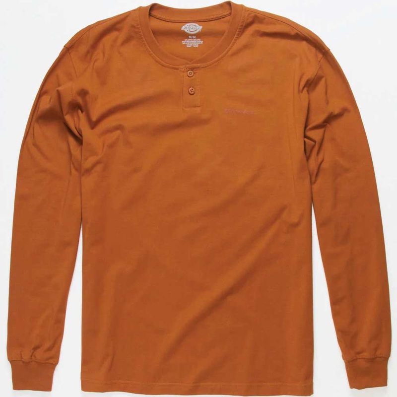 Dickies Longsleeve Henley T-Shirt Small Ginger