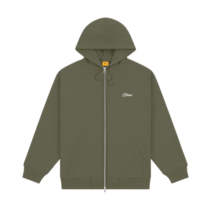 Dime Cursive Zip Hood Army Green M