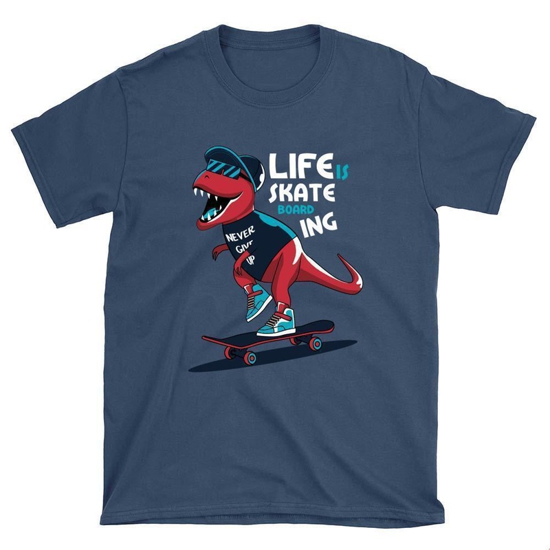 Dino Skateboarding T-Shirt S Navy