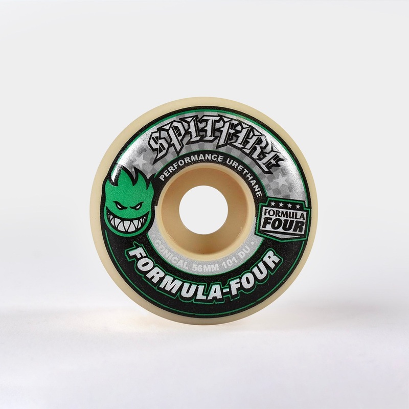Spitfire – 56mm – 101DU Formula Four Wheels Conical – Natural/ Green Print 56mm