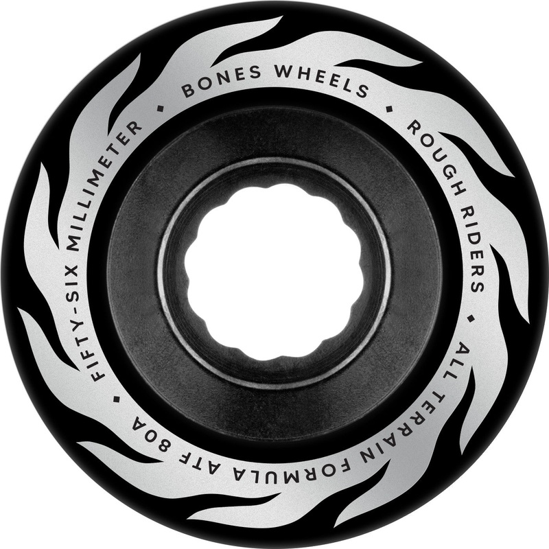Bones 80a ATF Rough Riders Eternal Flame Skateboard Wheels 56mm Black