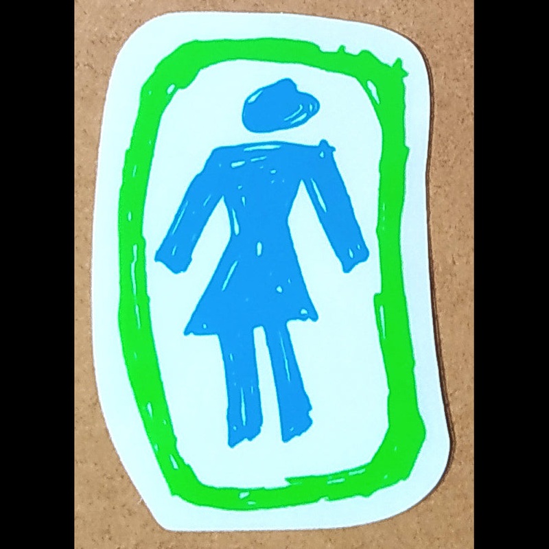 Girl Skateboard Sticker – Green/White/Blue Medium