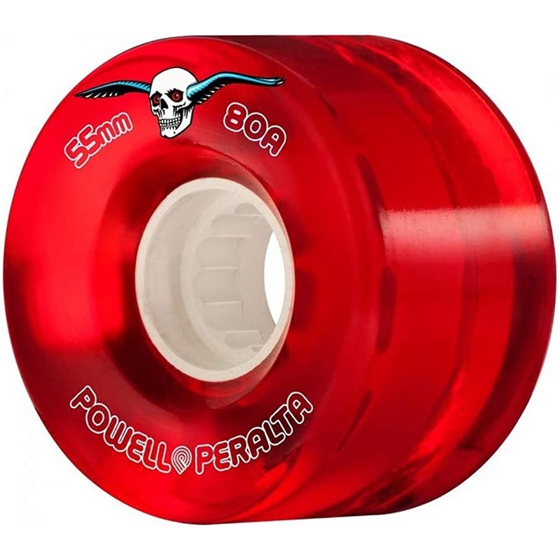 Powell Peralta Clear Cruiser Skateboard Wheels 55mm 80A 4pk Red