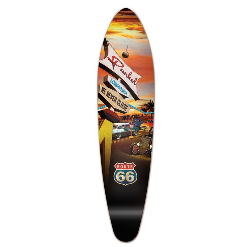 Punked Kicktail Longboard Deck – Route 66 Series – Diner Deck