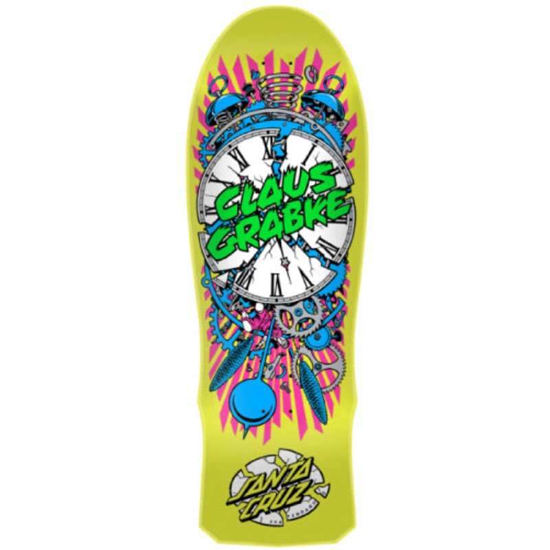 Santa Cruz Claus Grabke Exploding Clock Reissue Skateboard Deck Neon Green 10″ 10.0″
