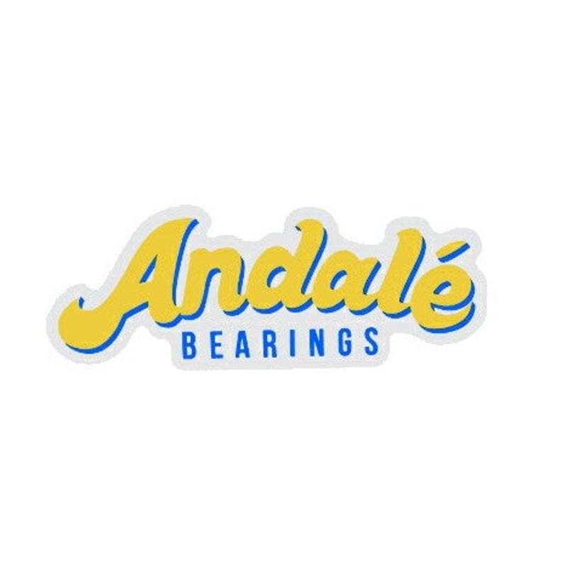 Andale Bearings Fresh Script Logo Sticker Yellow w/ Blue