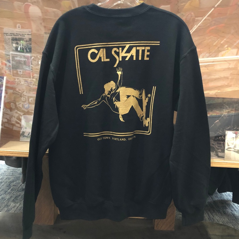 Cal Skate “Slasher-Crewneck” Black and Gold Youth Large