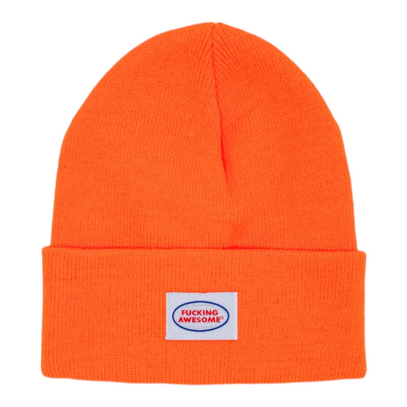 FA AWESOME MECHANIC CUFF BEANIE BRIGHT ORANGE OS