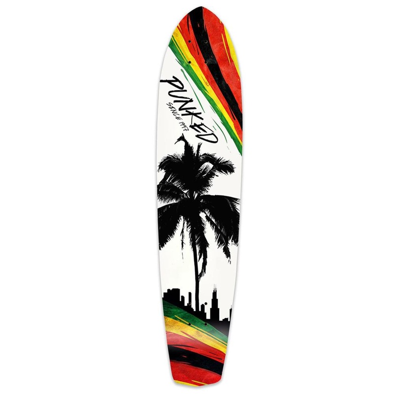 Punked Slimkick Longboard Deck – Palm City Rasta Deck
