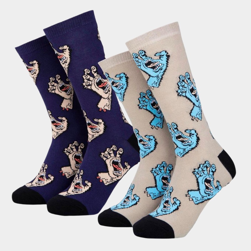 Santa Cruz Multi Hand Sock (2 Pk) Nickel / Navy Blue