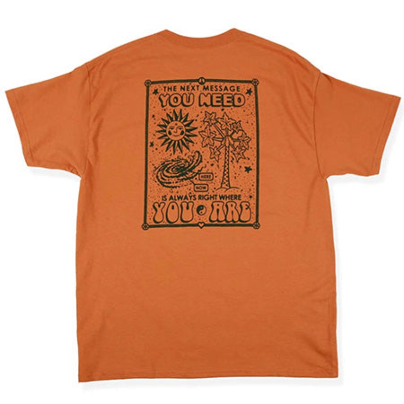 Traffic Skateboards Be Here Now T Shirt Texas Orange Medium