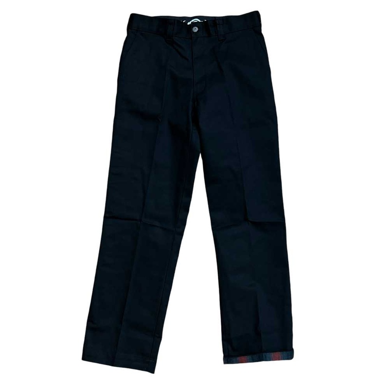 A865SBLK Black Spitfire Flannel Cuffed Dickies Skateboarding Pant Regular Fit Twill 30×30