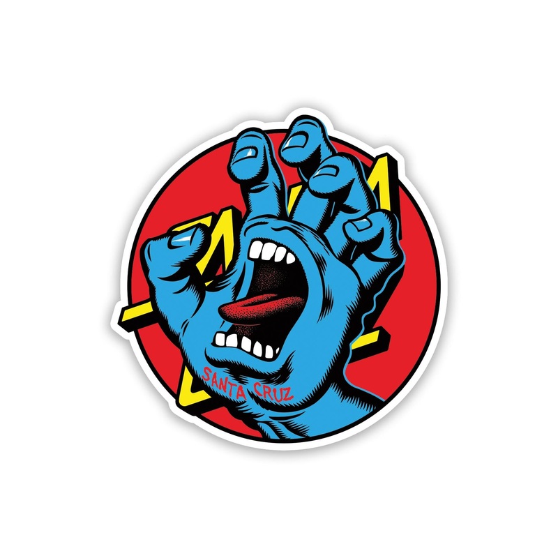 Hand Dot 3.5in Santa Cruz Stickers (25 Pack) Blue/Red 3.5 in