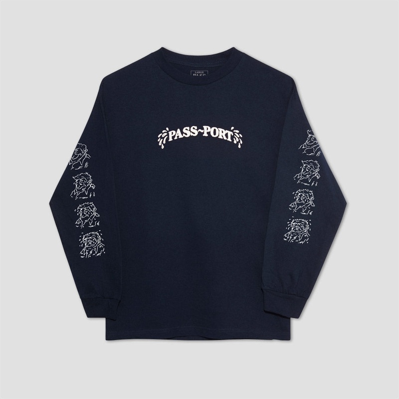 PassPort Sweaty Puff Print Longsleeve T-Shirt Navy Medium