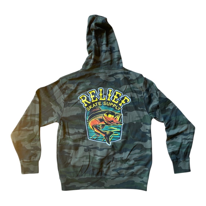 Relief Bass Camo Zip Hoodie Lightweight S