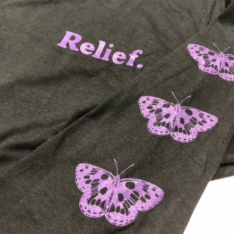RELIEF BUTTERFLY LONG SLEEVE TEE BLACK /PURPLE S