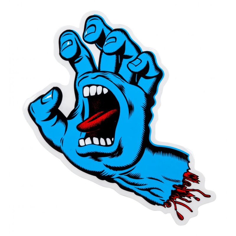 Santa Cruz – Screaming Hand Skateboard Sticker – Small Blue