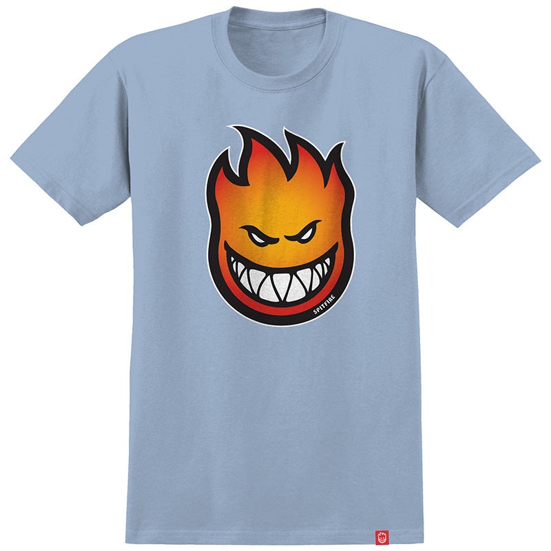 Spitfire Bighead Fade Fill T-Shirt Light Blue/Orange Fade Small